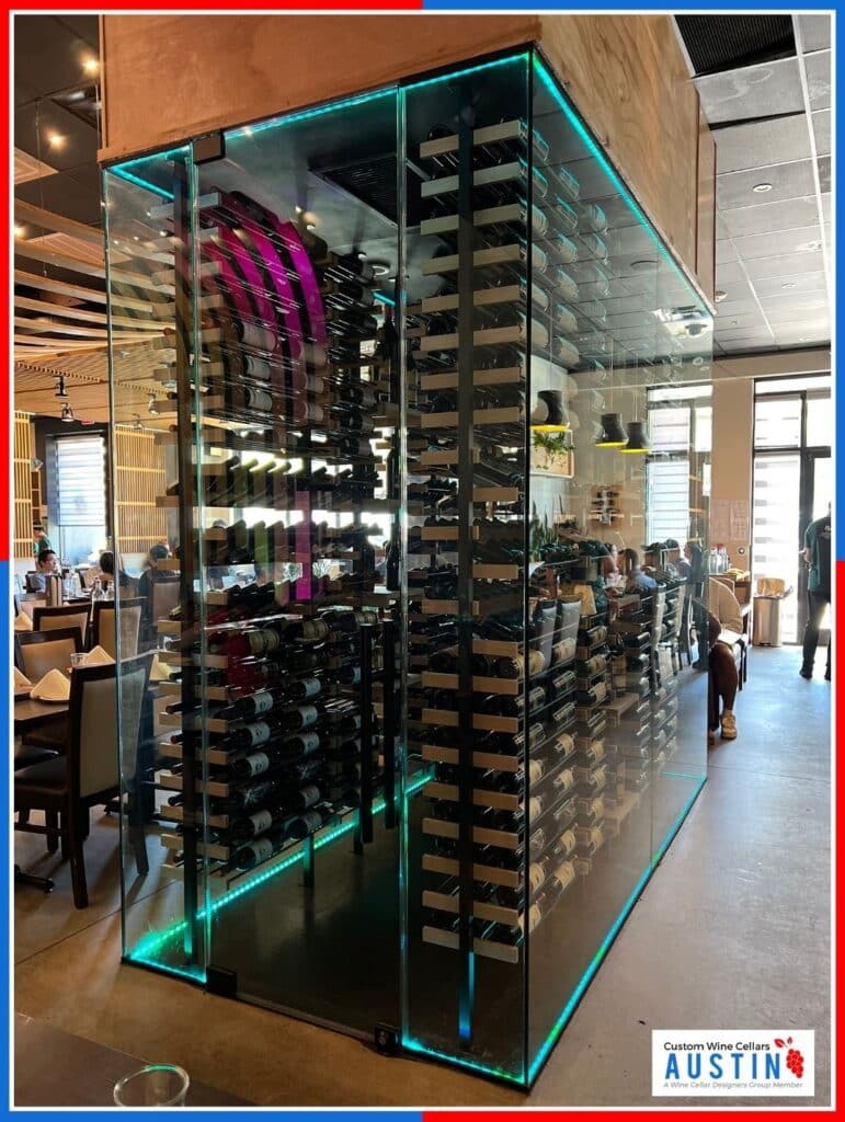 custom wine racks austin in a restaurant